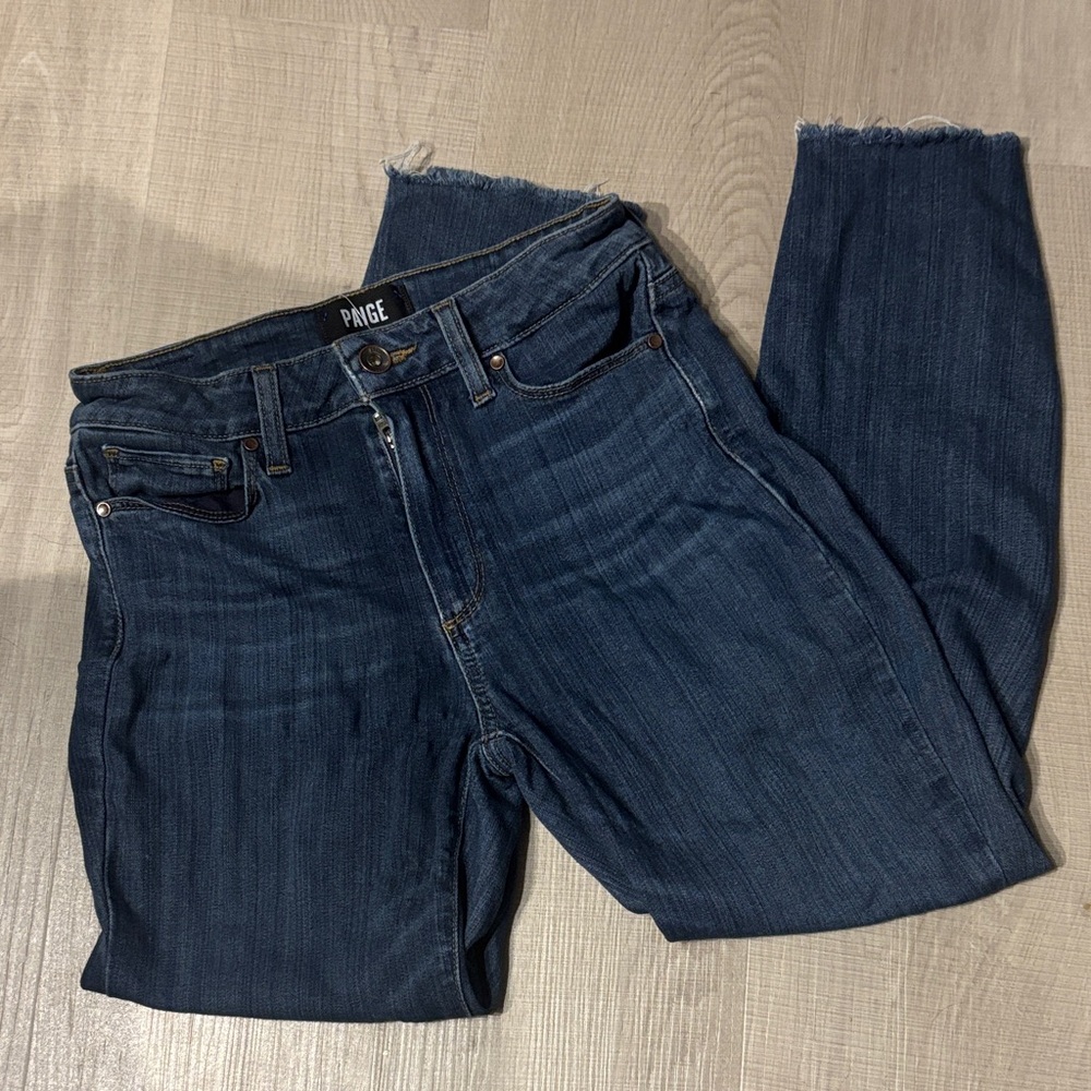 PAIGE Women's Dark Blue Ankle Jeans